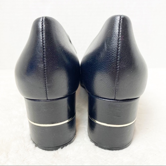 Tahari Amanda Black Leather Block Heel Pumps sz 7 - Picture 6 of 8
